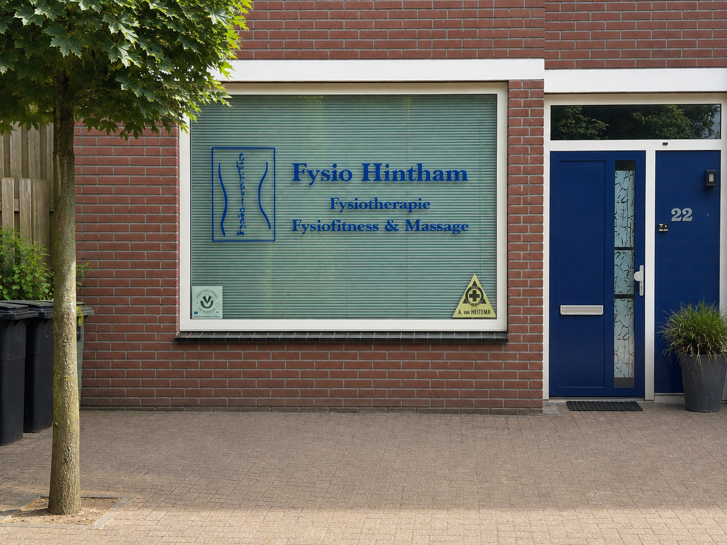 Voorgevel van Fysio Hintham aan de Jan van Delftstraat 22 in Rosmalen